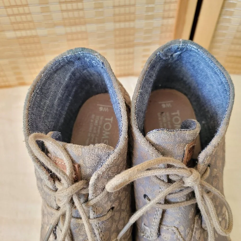 TOMS Cream Leopard Print Wedge Shoes - Picture 3 of 7